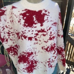 ❤️🤍 Red & White Marbled Sweater by ANDTHEWHY🤍❤️